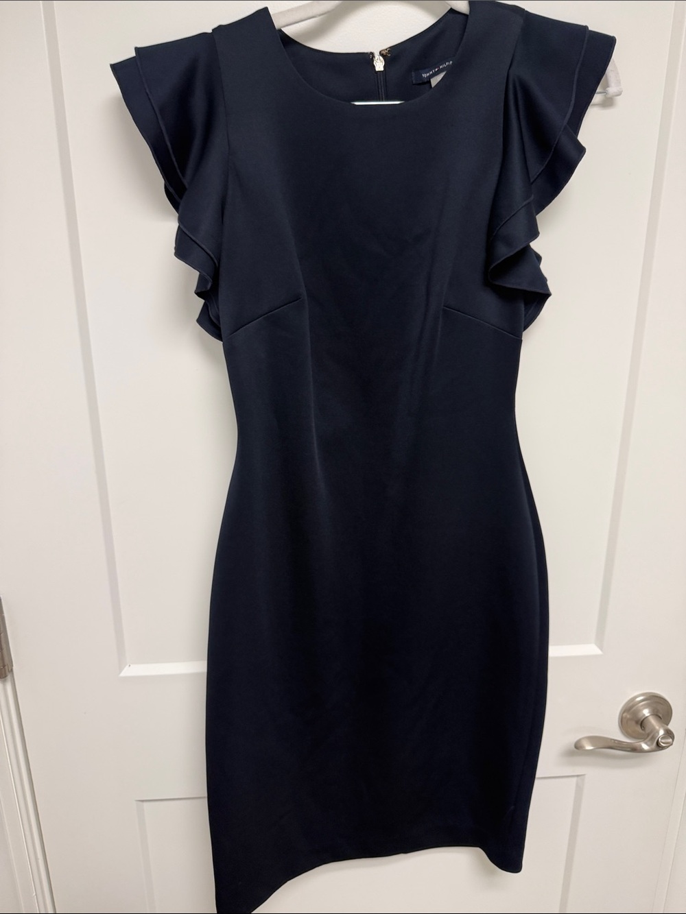 Tommy Hilfiger Navy Ruffle-Sleeve Midi Dress